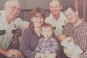 (From left) Jeff Dowson, Amanda with Bethany, Derek Waterworth, and Keith with baby Lewis in 1999