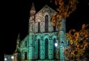 Hexham Abbey was lit up green in recogniton of the Green Flag Award.                                        Photo: Keith Donaghey