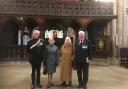 James Royds attended the final engagement of his year of office where it began, in Hexham Abbey with his wife Camilla, Chaplain Canon Alan Hughes and Mrs Susan Hughes