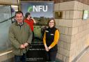 Guy Opperman MP and NFU representative Anna Simpson at the Hexham Mart