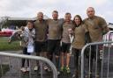 Caked in mud: Harriet Wanless, Steven Charlton, Paul Armstrong, Richard Ostell, Kimi Armstrong and Gary Hall.
