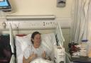 Claire Hughes in hospital