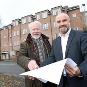 Stop Gap Supported Housing chief executive, Andrew Sanders, and Karbon Homes’s assistant director of asset management and regeneration, Anthony Bell, look at plans for the refurbishment plans for the former Links building.