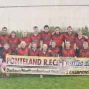 Ponteland RFC’s first team celebrate winning the Durham and Northumberland League II title in 2010.