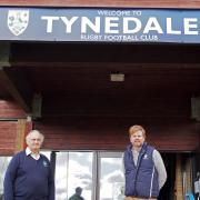 Tynedale RFC's John Austin with county councillor Nick Oliver.