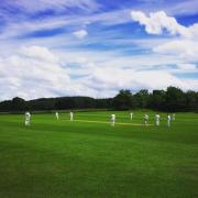 Players on the pitch at Riding Mill cricket club