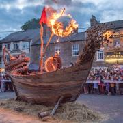 The Allendale Wolf bonfire in the marketplace