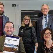 (L-R) James Barber, Estate Manager at Matfen Home Farms, Mark Mather, County Councillor for Wooler, Jean Davidson, Chair of Northumberland National Park, Lord Curry of Kirkharle Kt, CBE, FRAgS and Professor Sally Shortall, Chair of the Inquiry