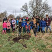 Staff, pupils and parents of Broomley First School and  Pre-School turned out to begin a big plant up in the Rainbow Orchard in Stocksfield