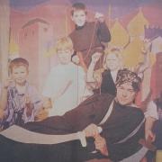 Vizier Alzaman (Nigel Baynes) and thieves appeared at Allendale Village Hall in the Allen Valley Drama Club's production of Ali Baba in 1999