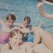 Martha Kennedy, Lauren Graham, Daniel Rickerby and Anna Kennedy at Haltwhistle Leisure Centre's outdoor pool