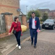 Labour’s Shadow Chancellor Rachel Reeves MP and Joe Morris, Labour’s candidate for the Hexham constituency, in Prudhoe