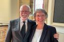Deacon Anne Taylor and her husband Eddie at one of their leaving services in St Michael's Church in Wark