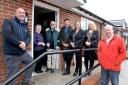 From left to right, John Meldrum Housing Team Leader at Karbon Homes, with Vera and Laurence, new residents at The Haven, Guy Opperman MP, representatives from the Prudhoe Town Council and Gordon Stewart, County Councillor for Prudhoe South