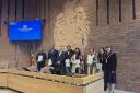 Northumberland County Council Civic Head (R) with the new UK citizens