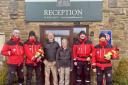 Members of the North of Tyne Mountain Rescue Team with Phil and Sue Humphreys, site managers at Herding Hill Farm