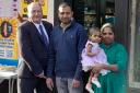 Cllr Alan Sharp with Ram and his family outside the new shop