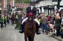 Thea Williamson leading the parade on her pony Nala