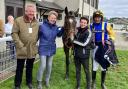 Clovis Boy (Derek Fox) with owners Mark & Susie Russell - completed a double for Kinross trainer Lucinda Russell