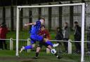 Ryton & Crawcrook Albion's top-scorer Aaron Costello slot home his side's second goal against Prudhoe YC Seniors
