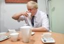 Boris Johnson with a cup of tea.