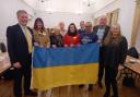 SUPPORT: Hexham town councillors with the Ukraine flag.