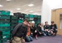 Students from QEHS involved in the foodbank donation