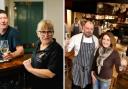 Tracey Weatherley, of the Rose and Crown, and The Rat's Phil Mason and Karen Errington and