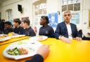 Mayor of London Sadiq Khan visits his old school, Fircroft Primary School in Tooting, south London, to announce an emergency scheme around free school meals