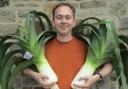 James Little with a stand of leeks measuring 134.15 cu ins