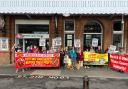 Campaigners protest plans to close the ticket office at Berwick Railway Station