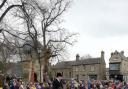 Crowds gather in Corbridge Market Place for the Boxing Day Hunt meet of the Tynedale Hunt in 2019