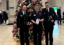 Billy Davison, Rob Stacey, and Steve Kennedy receiving the award for the Northumberland Fire and Rescue Service