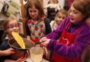 Young customers of Slack House Farm in 2015 enjoy taking part in the firm’s pancake day.