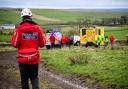 Rescue crews wish walker a 'swift recovery' after collapsing near Hadrian's Wall during family outing.