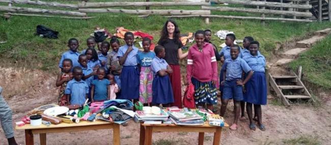 APPEAL: Yasu with school children from Goodlife Community Project Uganda
