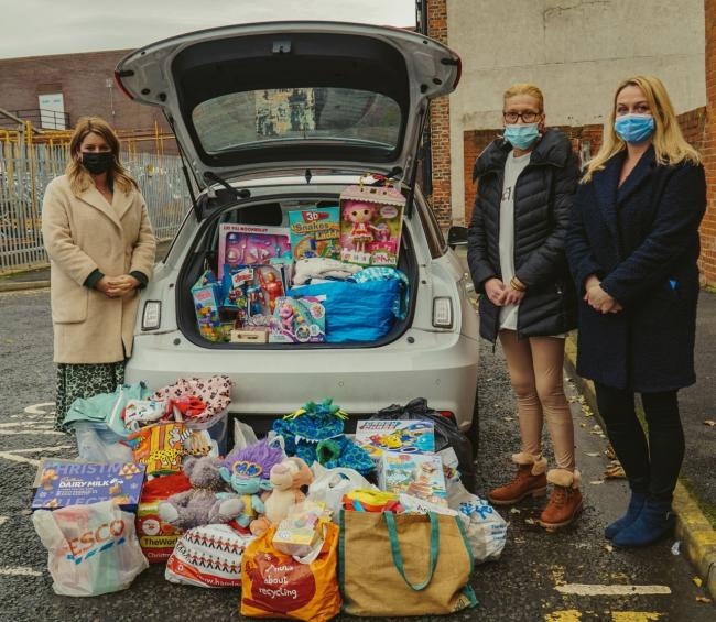GIVING: PPC Kim McGuinness and the team at North East charity Clothe and Feed