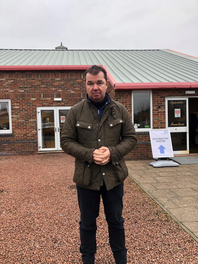 BOOSTED: Guy Opperman visits Hexham Mart Vaccination Centre to encourage residents to get boosted