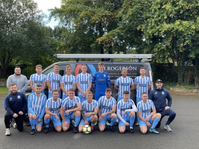 TEAM: Members of Riding Mill FC with club sponsor I.Rogerson Plumbing & Heating