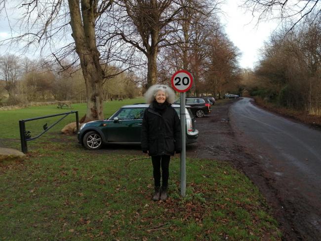 SUCCESS: Penny Grennan's campaign for 20mph signs at Tyne Green County Park has been a successas new signs have been put up