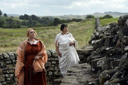 Hexham Courant: RE-ENACT: (L-R) Lisa Marie Turner and Lorie Ann Hambly, Roman women camp followers involved in the English Heritage event. Image: Stuart Walker