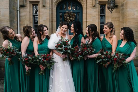 Hexham Courant: BEAUTIFUL: Amy with her bridesmaids Hexham Courant: BEAUTIFUL: Amy with her bridesmaids