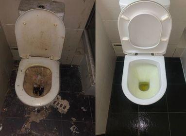 Hexham Courant: CLEAN: Before and after Faye cleans a clients' bathroom. Image: Clean As A Whistle Cleaning Company