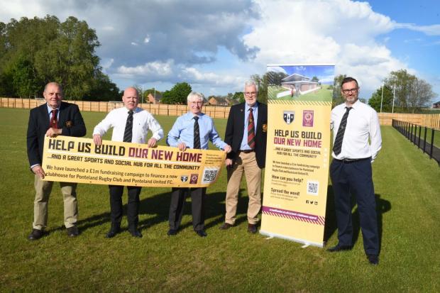 CAMPAIGN: Ponteland United FC and Ponteland RFC with the advertising for their new campaign to create a new clubhouse. Image: Ponteland Rugby Club