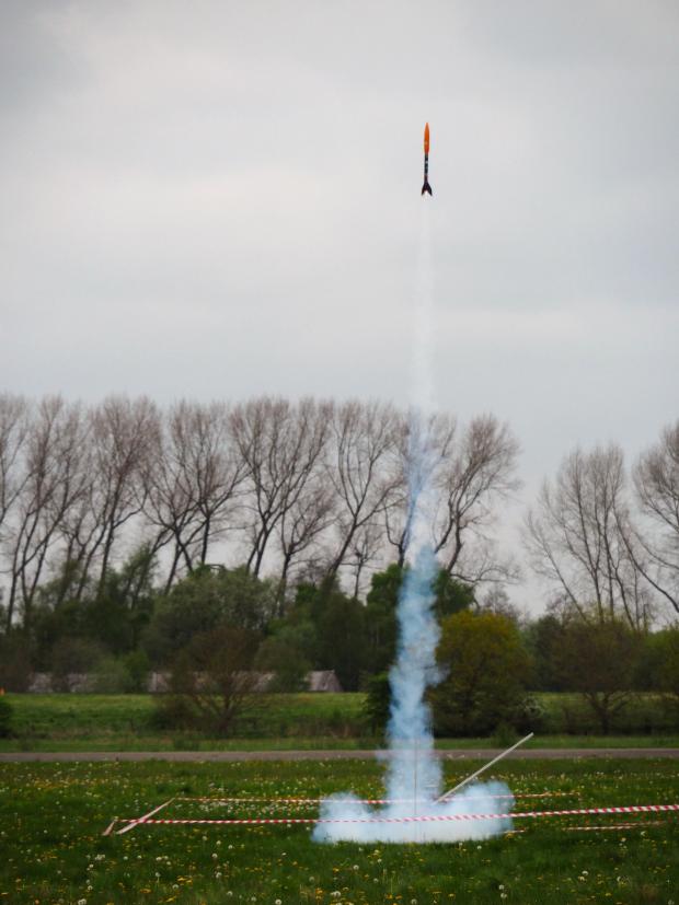 Hexham Courant: LAUNCH: The rocket mid-flight. Image: Haydon Bridge High School