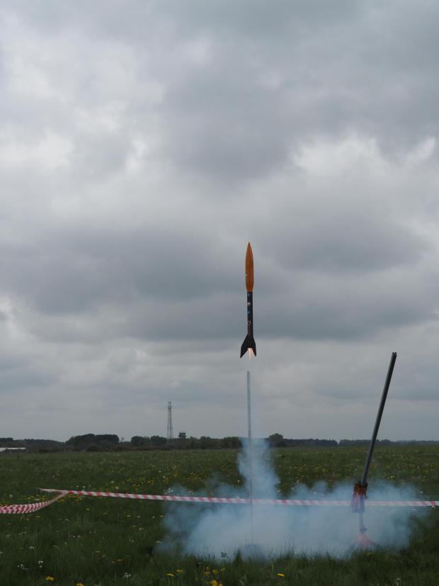 Hexham Courant: TAKE OFF: The rocket being launched. Image: Haydon Bridge High School