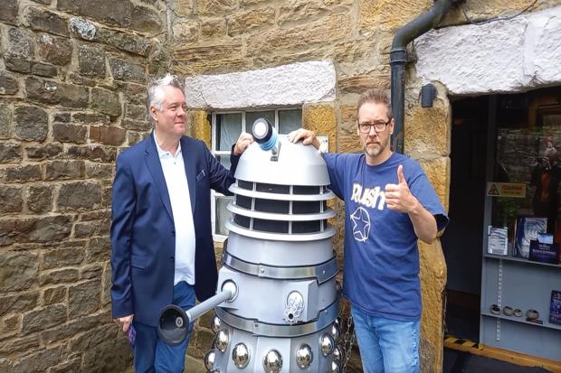Neil Cole with Tim Hogarth from Dickinson's Real Deal outside the Museum of Classic Sci-Fi in Allendale. Credit Neil Cole