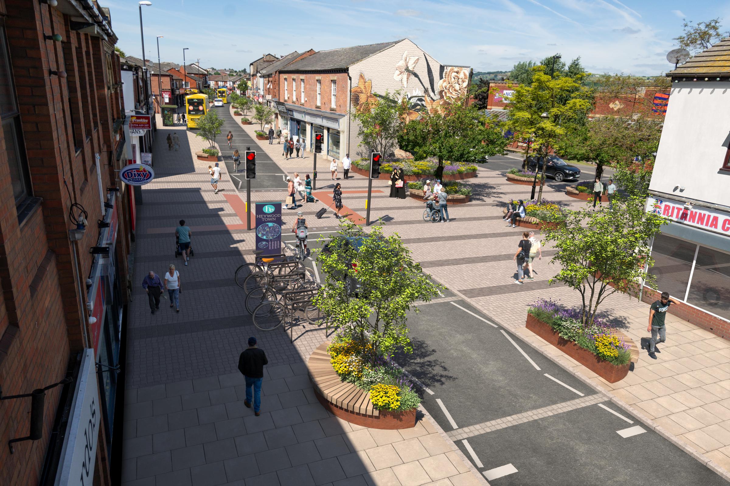 Image shows proposed highway improvements in Market Street, Heywood (Picture: TfGM)