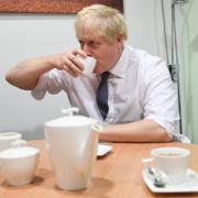 Boris Johnson with a cup of tea.