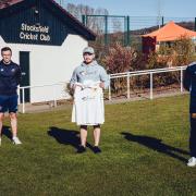 L to R: Steven Henderson, Alex Birkinshaw and James Watson with the Event North playing kit.
